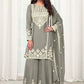 Salwar Suit Chinon Grey Embroidered Salwar Kameez