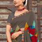 Classic Georgette Grey Patch Border Saree