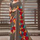Classic Georgette Grey Patch Border Saree