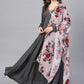 Gown Crepe Silk Grey Lace Gown