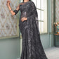 Classic Georgette Grey Sequins Saree