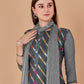 Salwar Suit Jacquard Organza Grey Lace Salwar Kameez