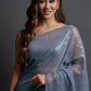 Contemporary Georgette Silk Grey Embroidered Saree