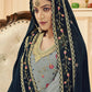 Churidar Suit Georgette Grey Embroidered Salwar Kameez