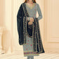 Churidar Suit Georgette Grey Embroidered Salwar Kameez