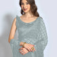 Classic Georgette Grey Sequins Saree