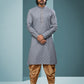 Dhoti Kurta Handloom Cotton Grey Digital Print Mens