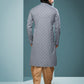 Dhoti Kurta Handloom Cotton Grey Digital Print Mens