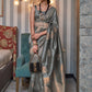 Trendy Saree Handloom Silk Grey Weaving Saree