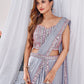 Contemporary Imported Lycra Grey Embroidered Saree