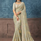 Classic Georgette Jacquard Grey Embroidered Saree