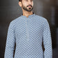 Kurta Pyjama Fancy Fabric Grey Lucknowi Work Mens