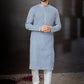 Kurta Pyjama Fancy Fabric Grey Lucknowi Work Mens