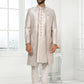 Indo Western Art Silk Grey Machine Embroidery Mens