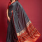 Classic Silk Grey Foil Print Saree