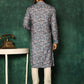 Kurta Pyjama Cotton Grey Print Mens