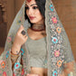 Classic Net Grey Cord Work Saree