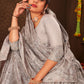 Classic Net Grey Print Saree