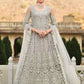 Anarkali Suit Net Grey Embroidered Salwar Kameez