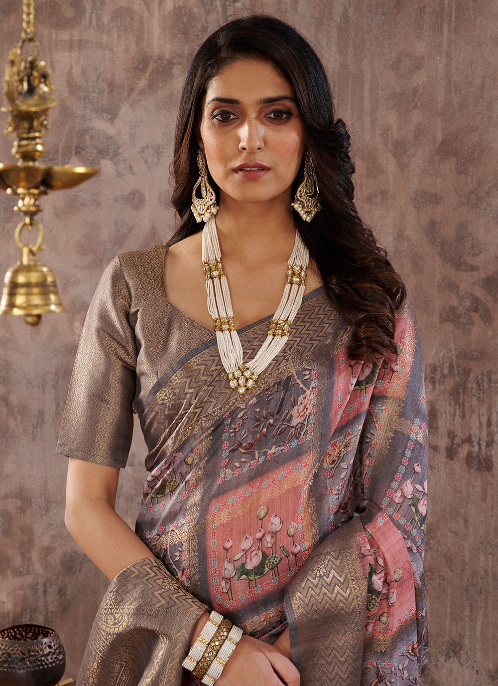 Contemporary Cotton Grey Digital Print Saree