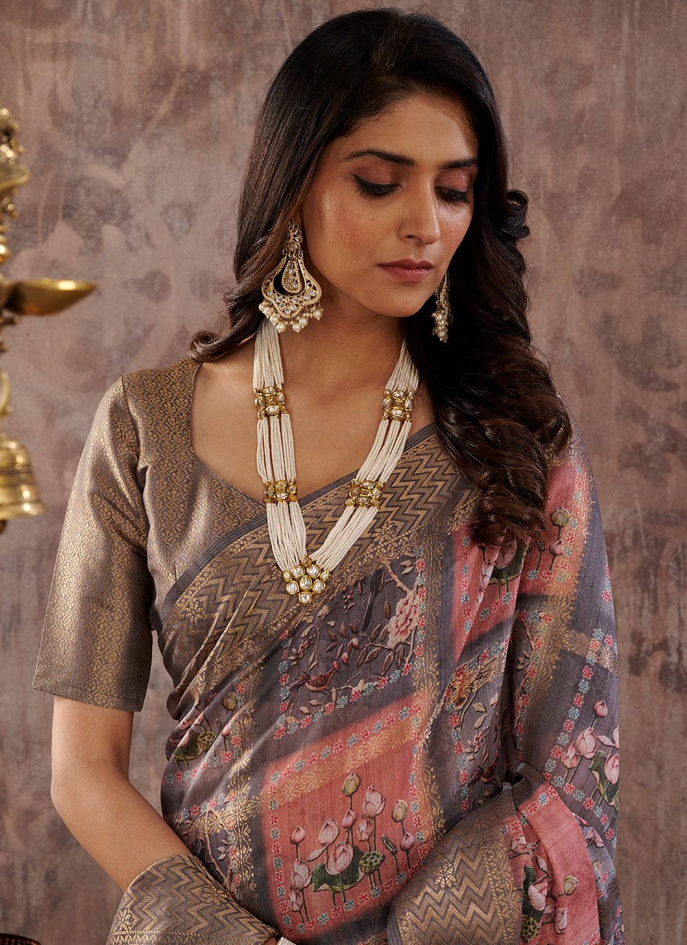 Contemporary Cotton Grey Digital Print Saree