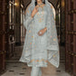 Pakistani Salwar Suit Faux Georgette Grey Embroidered Salwar Kameez