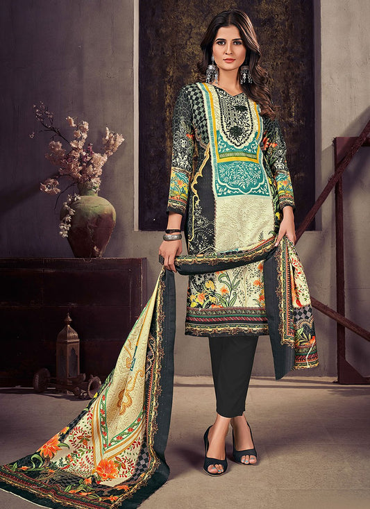 Salwar Suit Pashmina Grey Digital Print Salwar Kameez