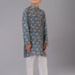 Kurta Pyjama Polyester Grey Digital Print Kids