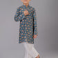 Kurta Pyjama Polyester Grey Digital Print Kids