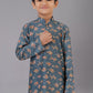 Kurta Pyjama Polyester Grey Digital Print Kids