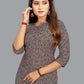 Casual Kurti Faux Crepe Grey Print Kurtis