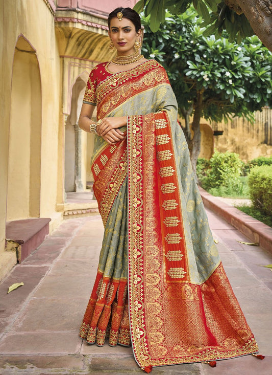 Trendy Saree Silk Grey Embroidered Saree