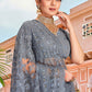 Classic Net Grey Embroidered Saree
