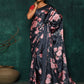 Designer Satin Grey Digital Print Saree
