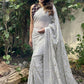 Classic Georgette Grey Embroidered Saree