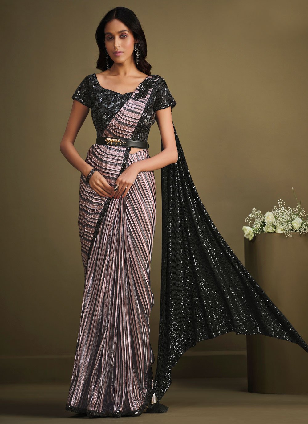 Contemporary Silk Grey Embroidered Saree