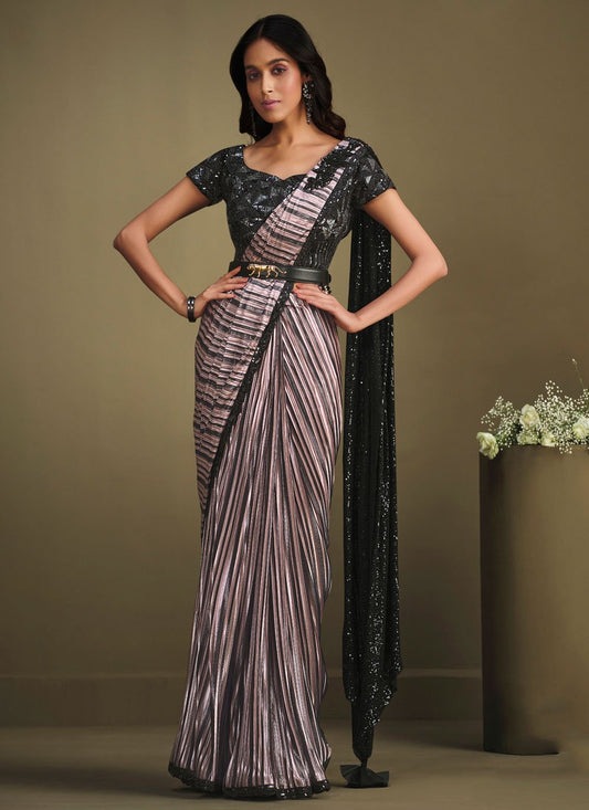 Contemporary Silk Grey Embroidered Saree