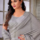 Trendy Saree Organza Grey Embroidered Saree