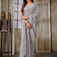 Trendy Saree Organza Grey Embroidered Saree