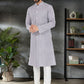 Kurta Pyjama Silk Grey Embroidered Mens