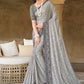 Classic Silk Grey Embroidered Saree