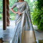 Classic Silk Grey Woven Saree