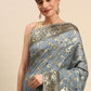 Trendy Saree Soft Cotton Grey Weaving Saree