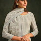Straight Salwar Suit Organza Grey Embroidered Salwar Kameez