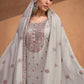 Straight Salwar Suit Silk Grey Embroidered Salwar Kameez