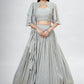 Readymade Lehenga Choli Georgette Grey Mukesh Work Lehenga Choli