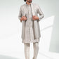 Kurta Payjama With Jacket Art Banarasi Silk Grey Thread Mens