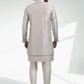 Kurta Payjama With Jacket Art Banarasi Silk Grey Thread Mens