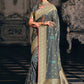 Designer Silk Tissue Grey Meenakari Saree