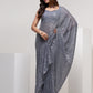 Trendy Saree Georgette Grey Embroidered Saree